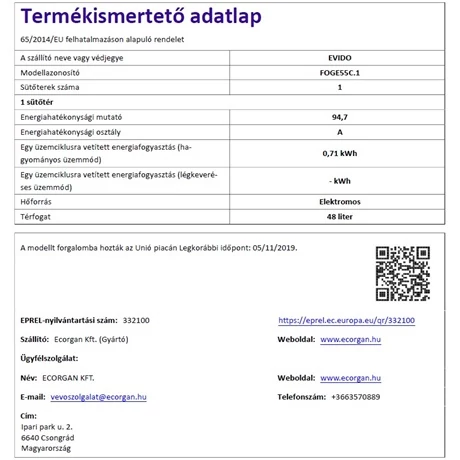 Evido KOMBINÁLT TŰZHELY FOGE55C.1